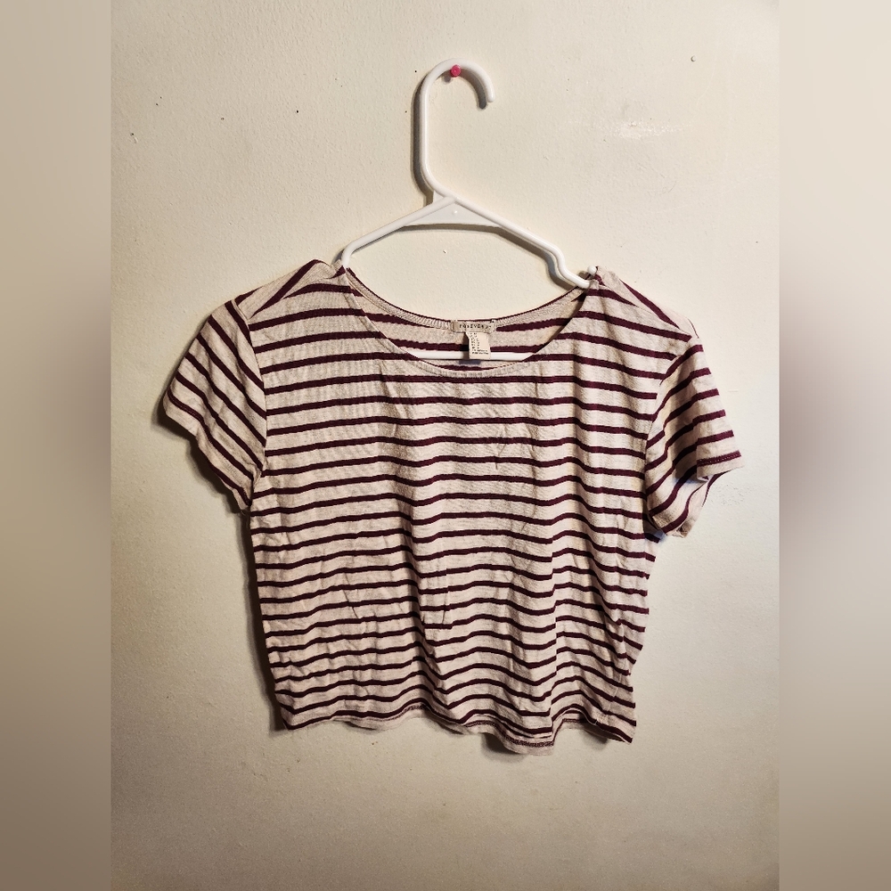 Red and white striped crop top